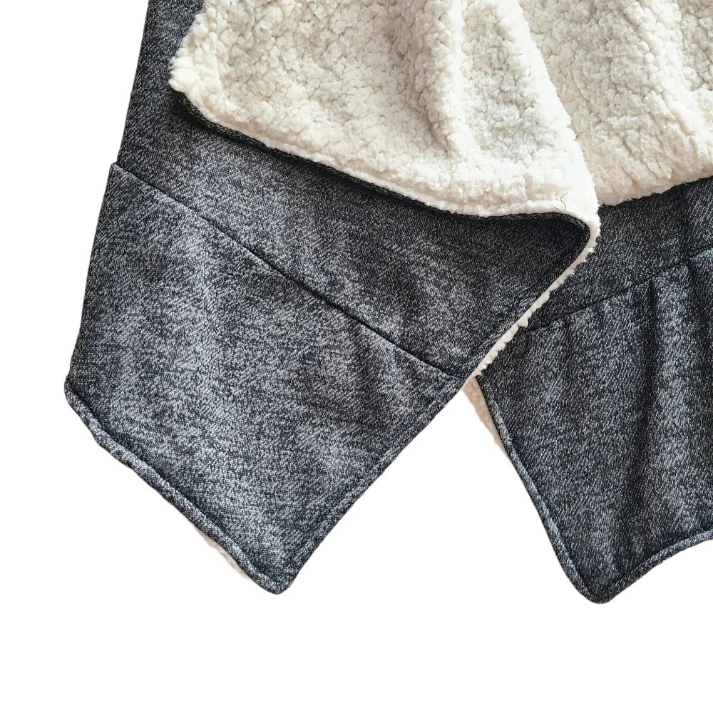 Me Jane Open Front Faux Sherpa Vest, Grey And White, Size 12 (Girl's)